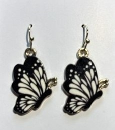 Black and white butterfly earrings