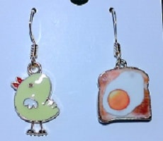 Quirky food character earring pair