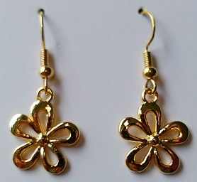 Gold flower drop earrings