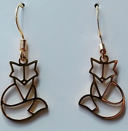 Bronze cat outline dangle earrings