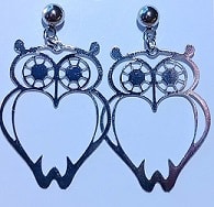 Owl earrings with ship wheel design