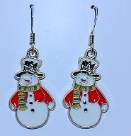 Snowman earrings with red scarf
