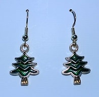 Christmas tree shaped metal earrings