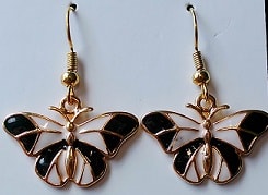 Black and gold butterfly earrings