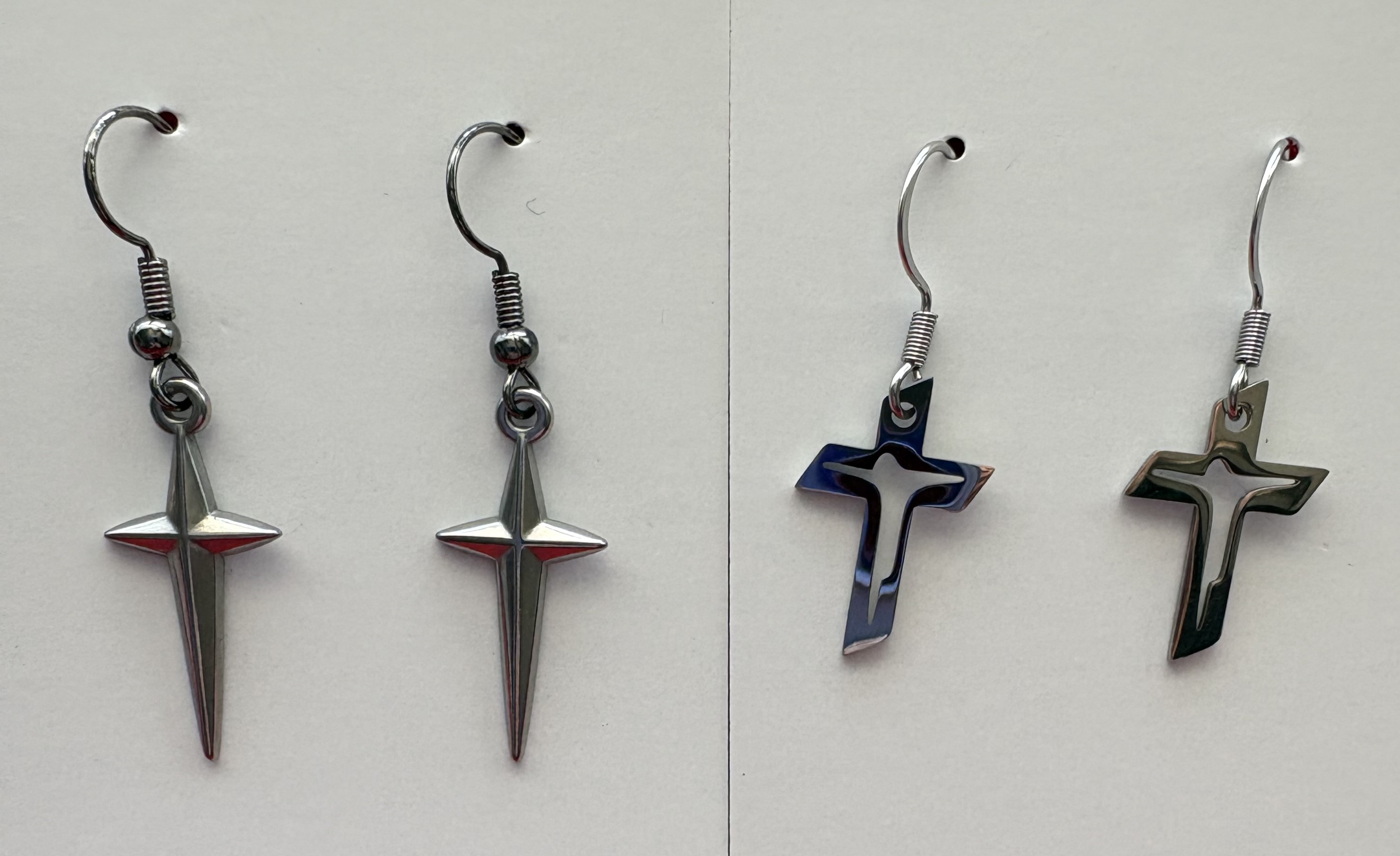 Silver cross earrings