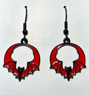 Red bat earrings