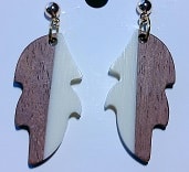 Wooden face profile earrings