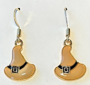 Gold witch hat dangle earrings