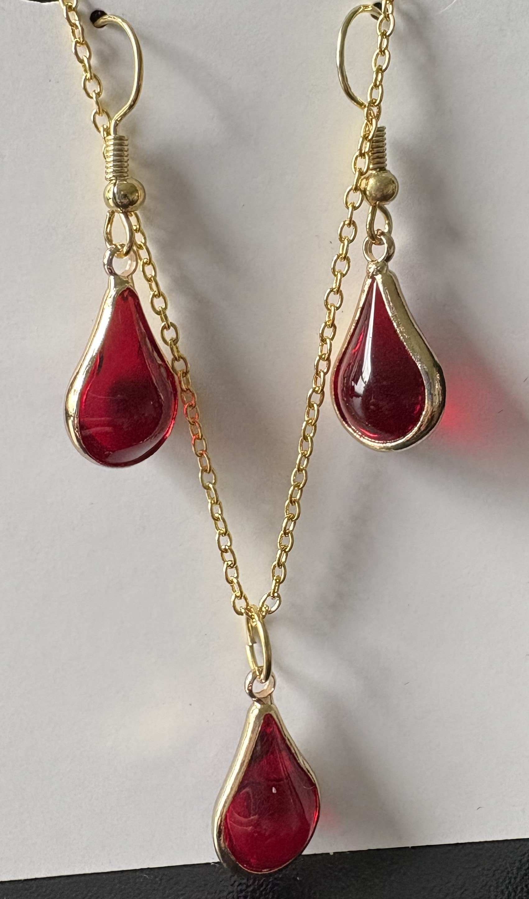 Red drop jewelry set